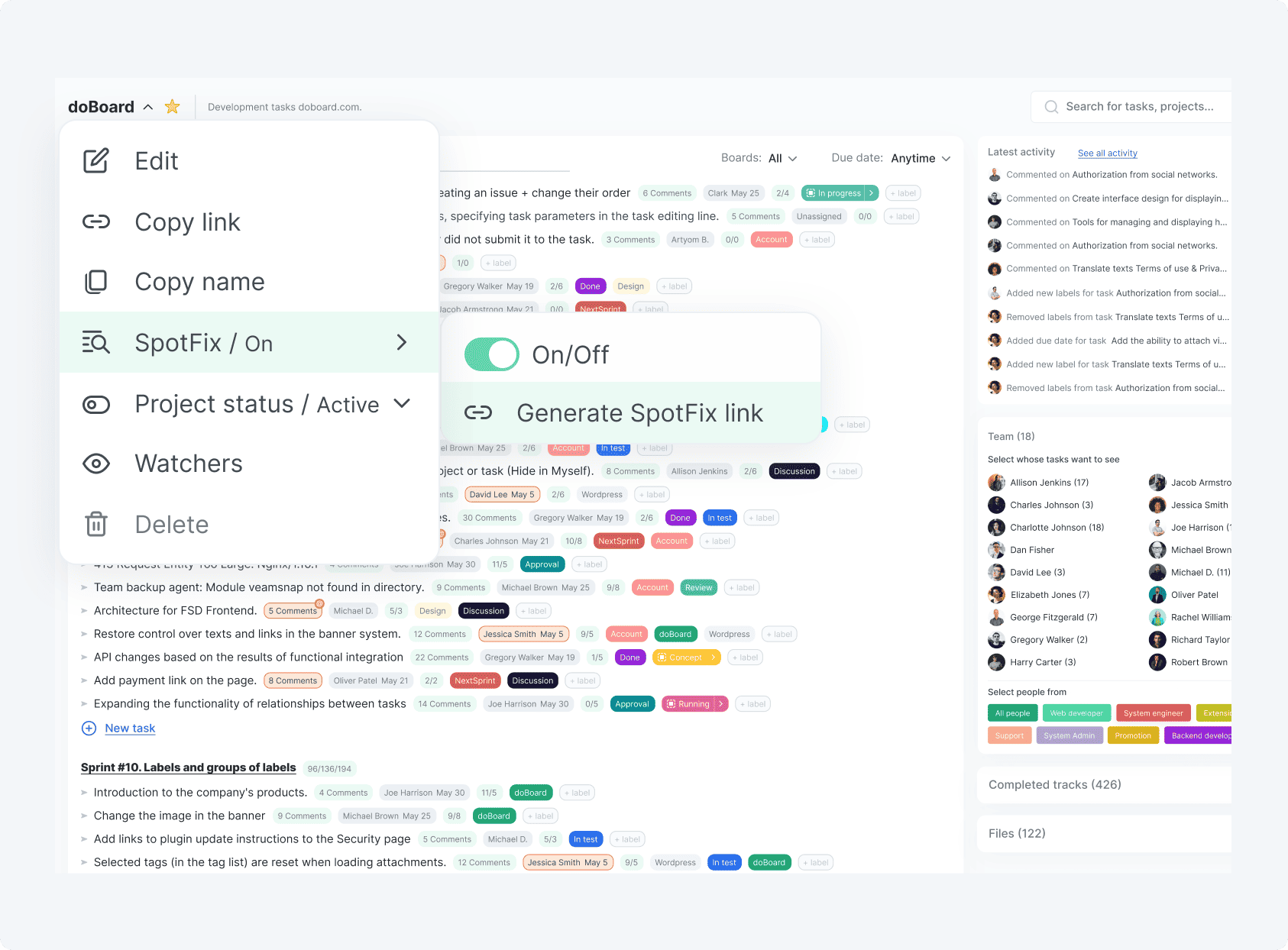 doBoard Settings & Controls